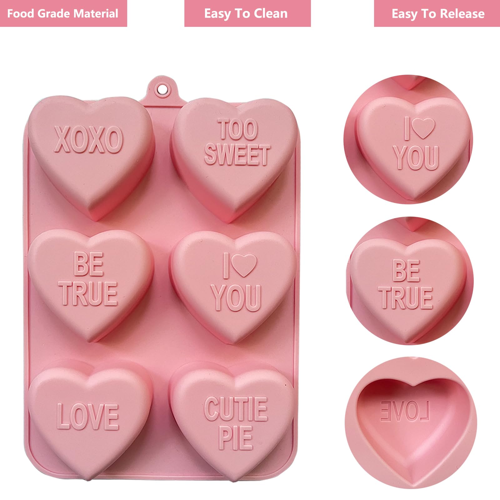 Copzievkae molde corazón silicona rosa, perfecto para chocolates y golosinas.