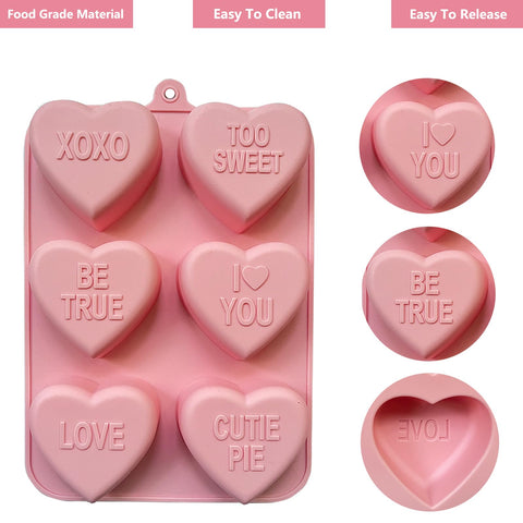 Copzievkae molde corazón silicona rosa, perfecto para chocolates y golosinas.
