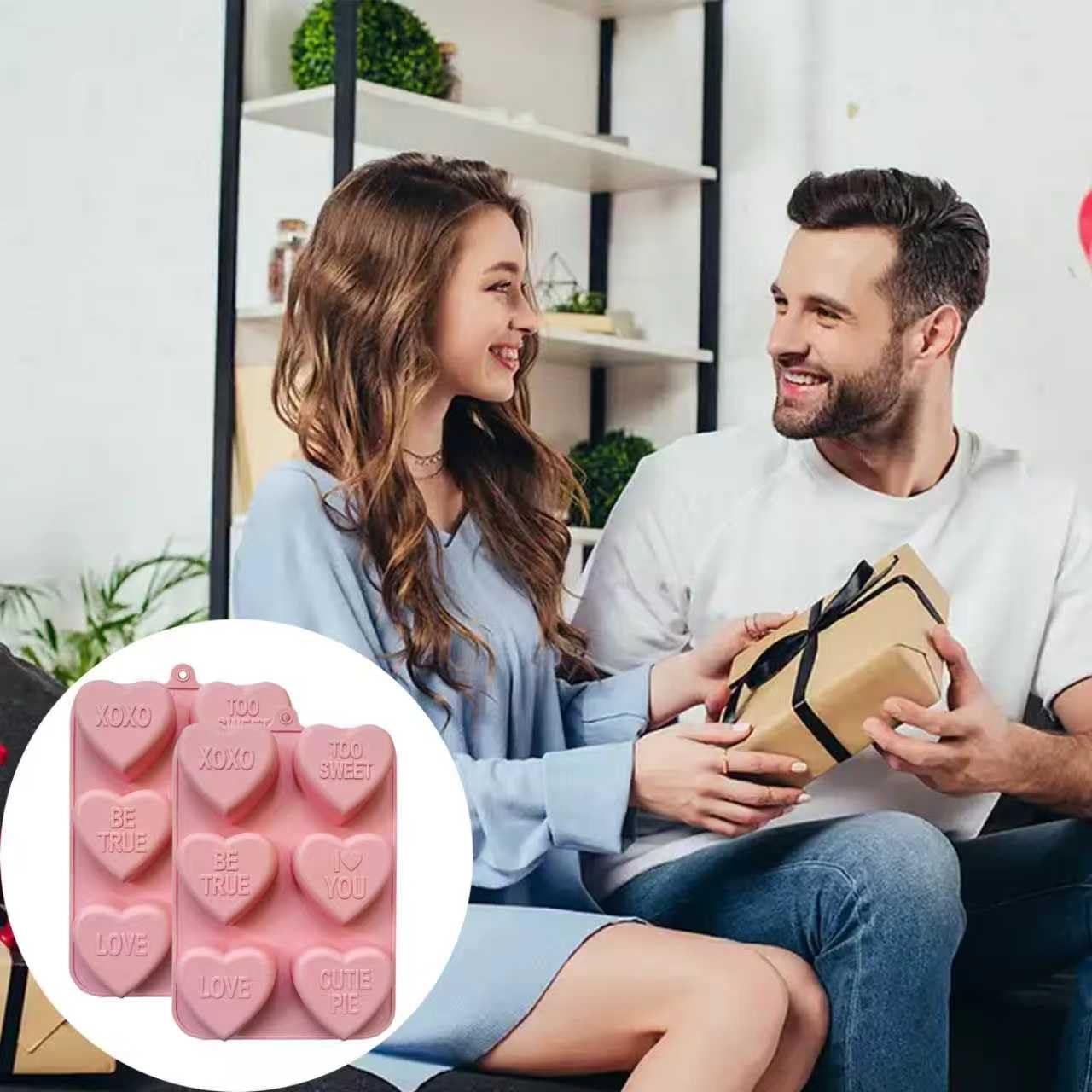 Molde corazón rosa Copzievkae, regalo ideal para San Valentín y fiestas.