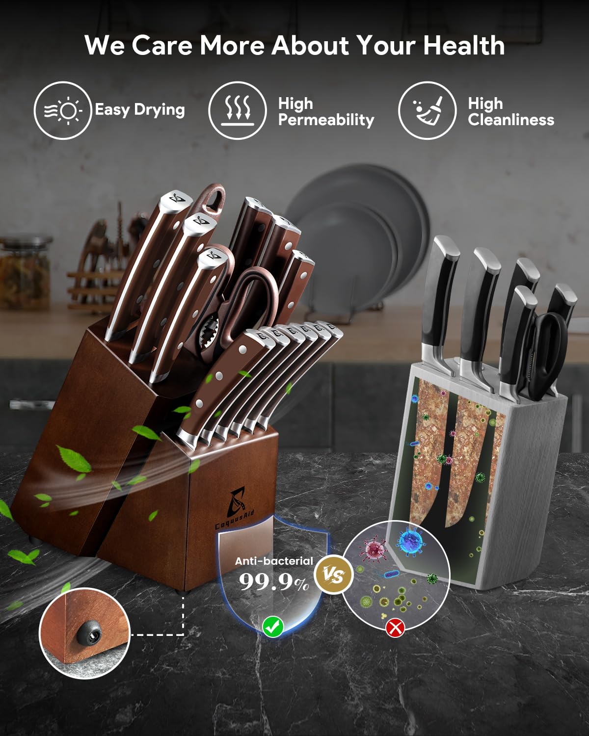 Cuchillo chef CoquusAid de 8 pulgadas para uso diario en la cocina.