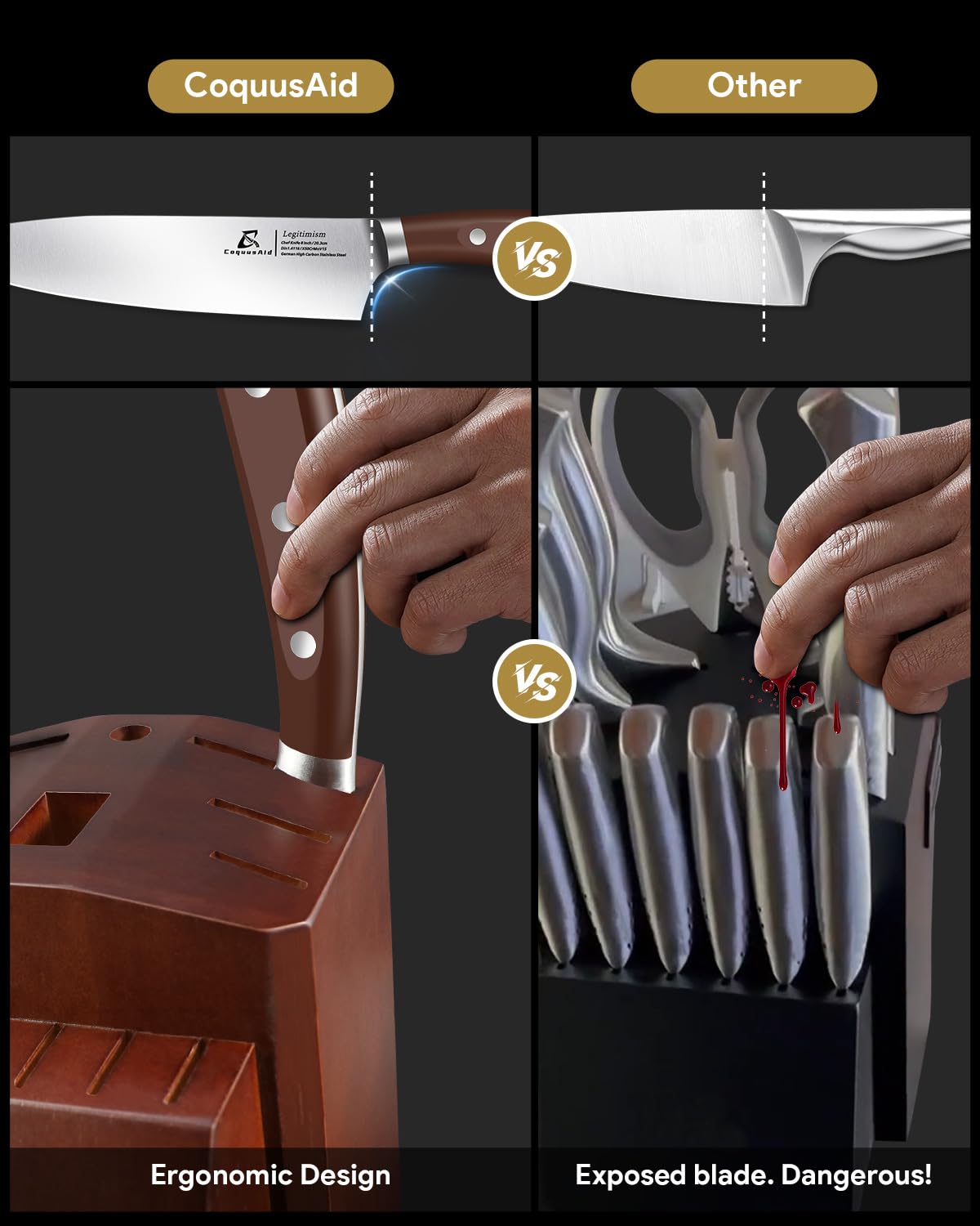 Cuchillo para pan CoquusAid de 8 pulgadas para rebanadas limpias.