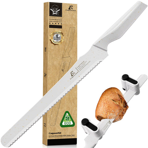Cuchillo de pan CoquusAid, afilado para cortes precisos y sin desorden.
