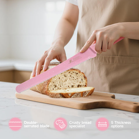 Cuchillo CoquusAid con guía de espesor para porciones uniformes