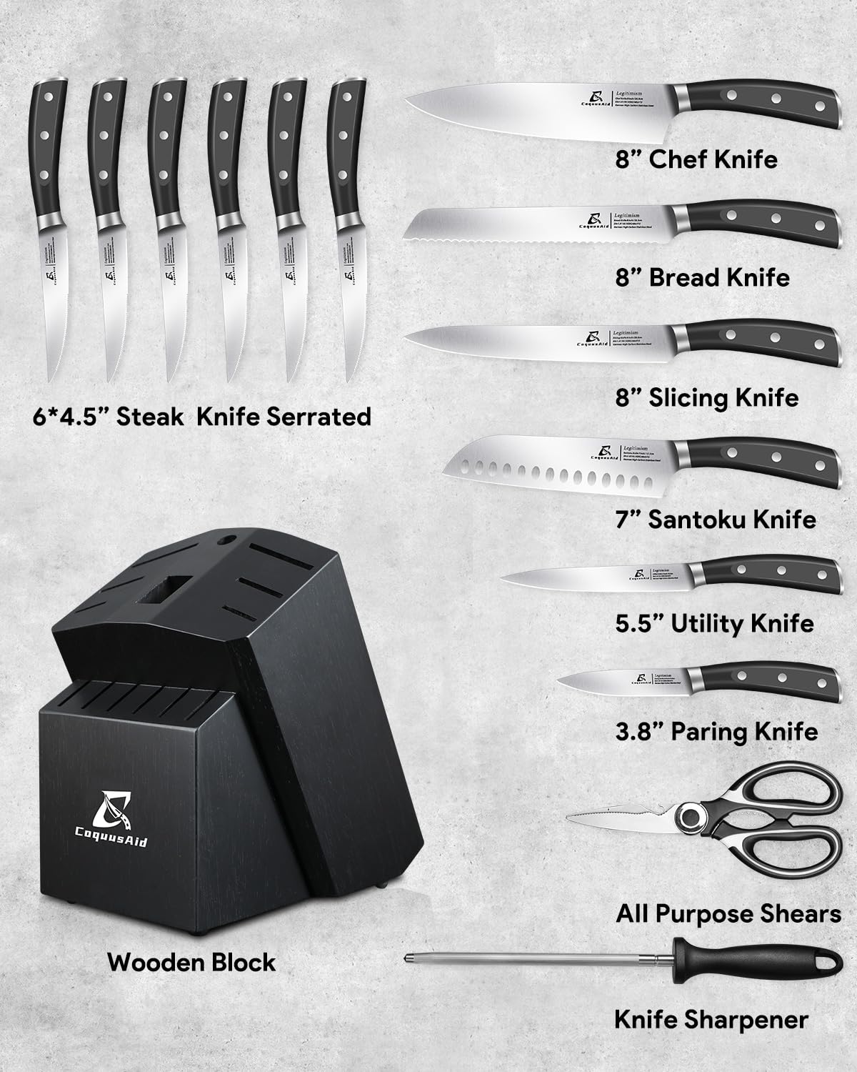 Cuchillo pelar CoquusAid 3-5 pulgadas, pelado limpio.