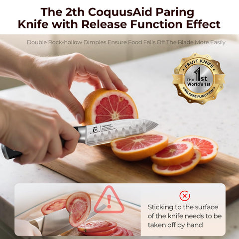 Cuchillo CoquusAid muestra empuñadura completa para mayor control