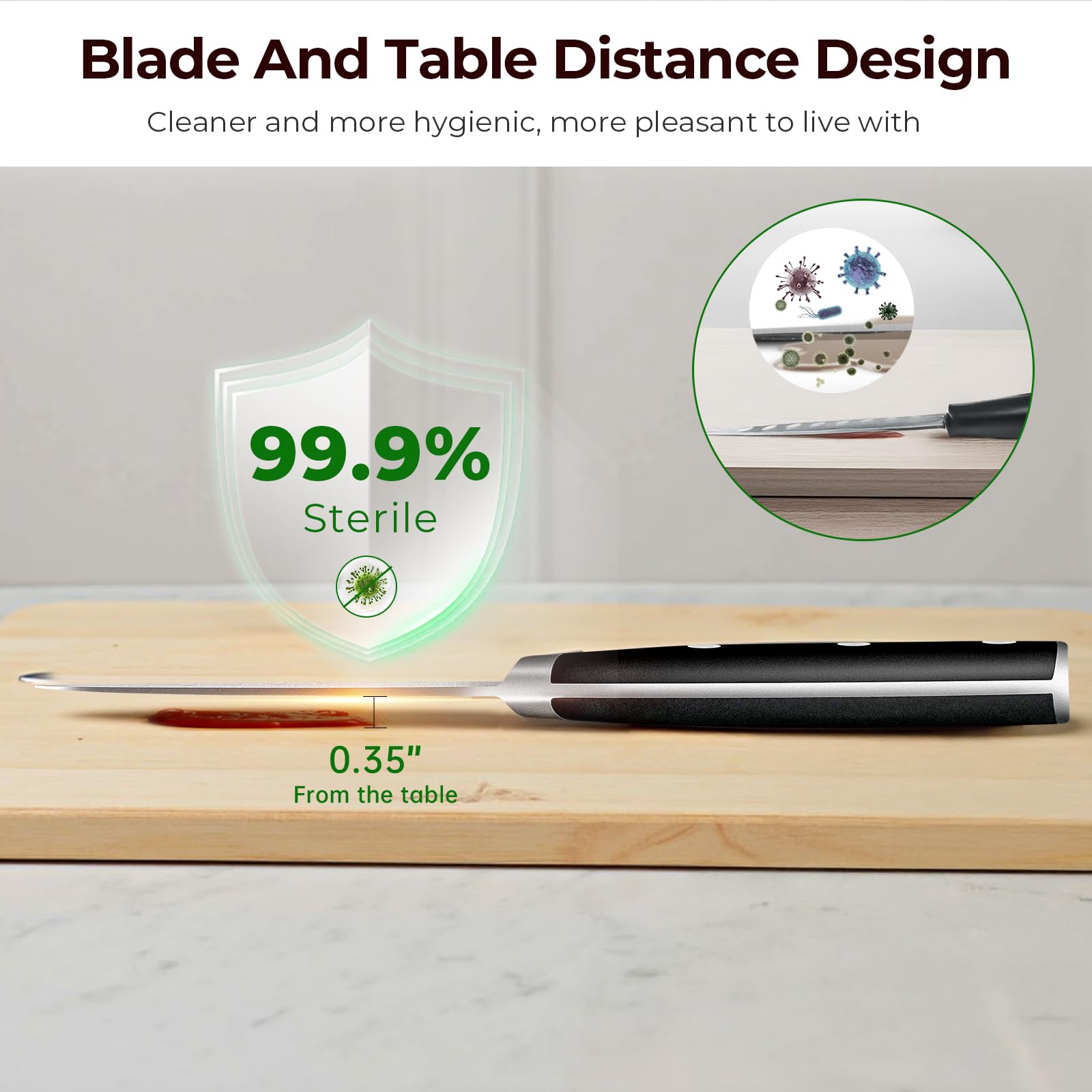 Cuchillo CoquusAid con mango ergonómico para comodidad durante uso prolongado