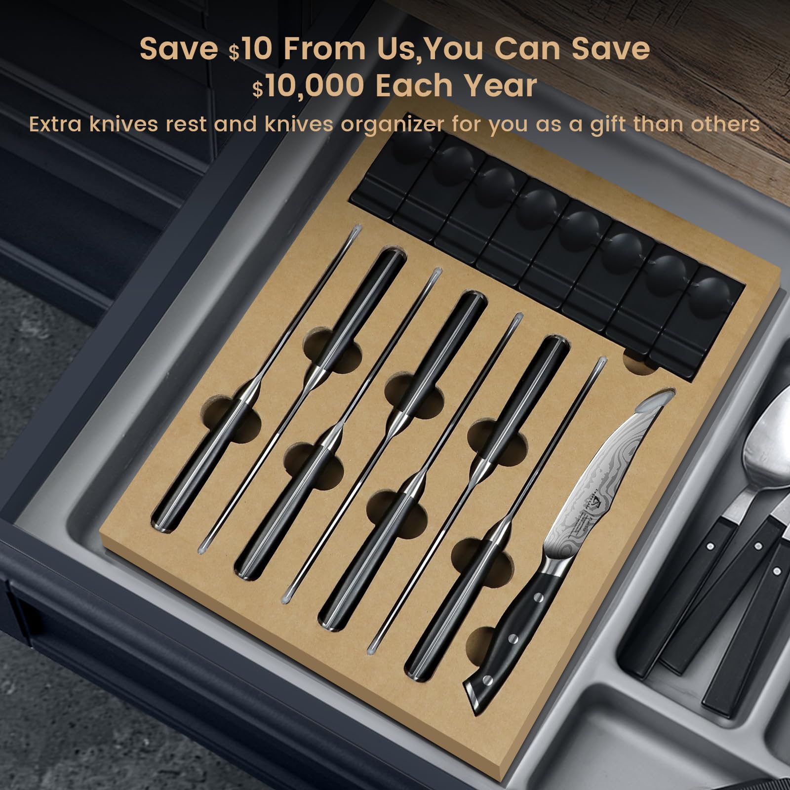 Regalo elegante con cuchillos CoquusAid para cocina.