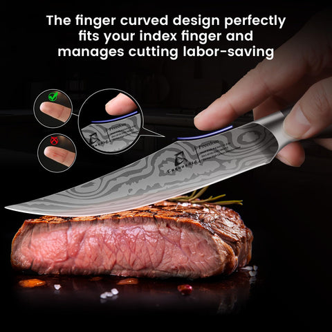 Cuchillos CoquusAid con mango ergonómico, agarre cómodo y seguro.