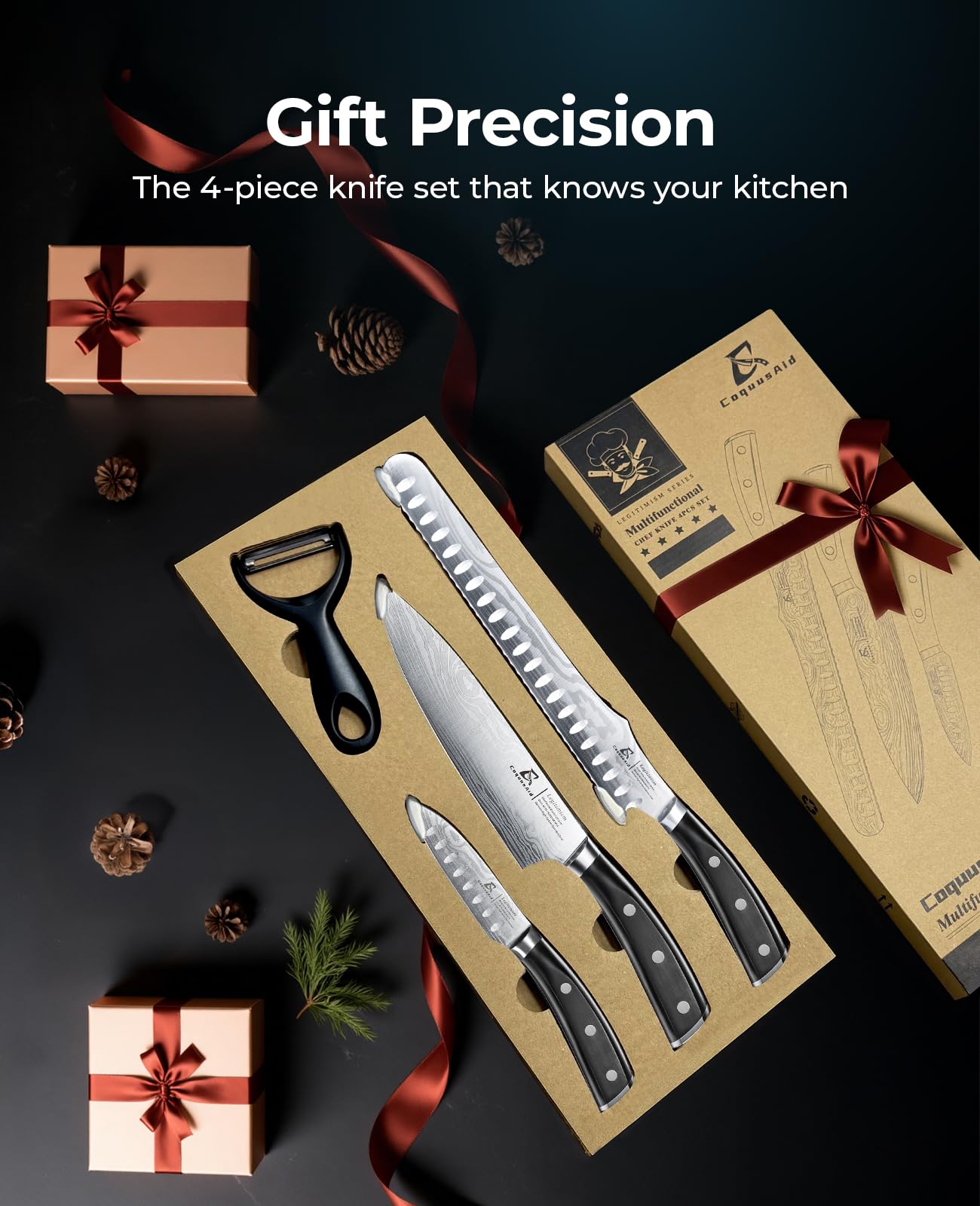 Patrón láser damascena CoquusAid Esencial aporta diseño elegante para la cocina.