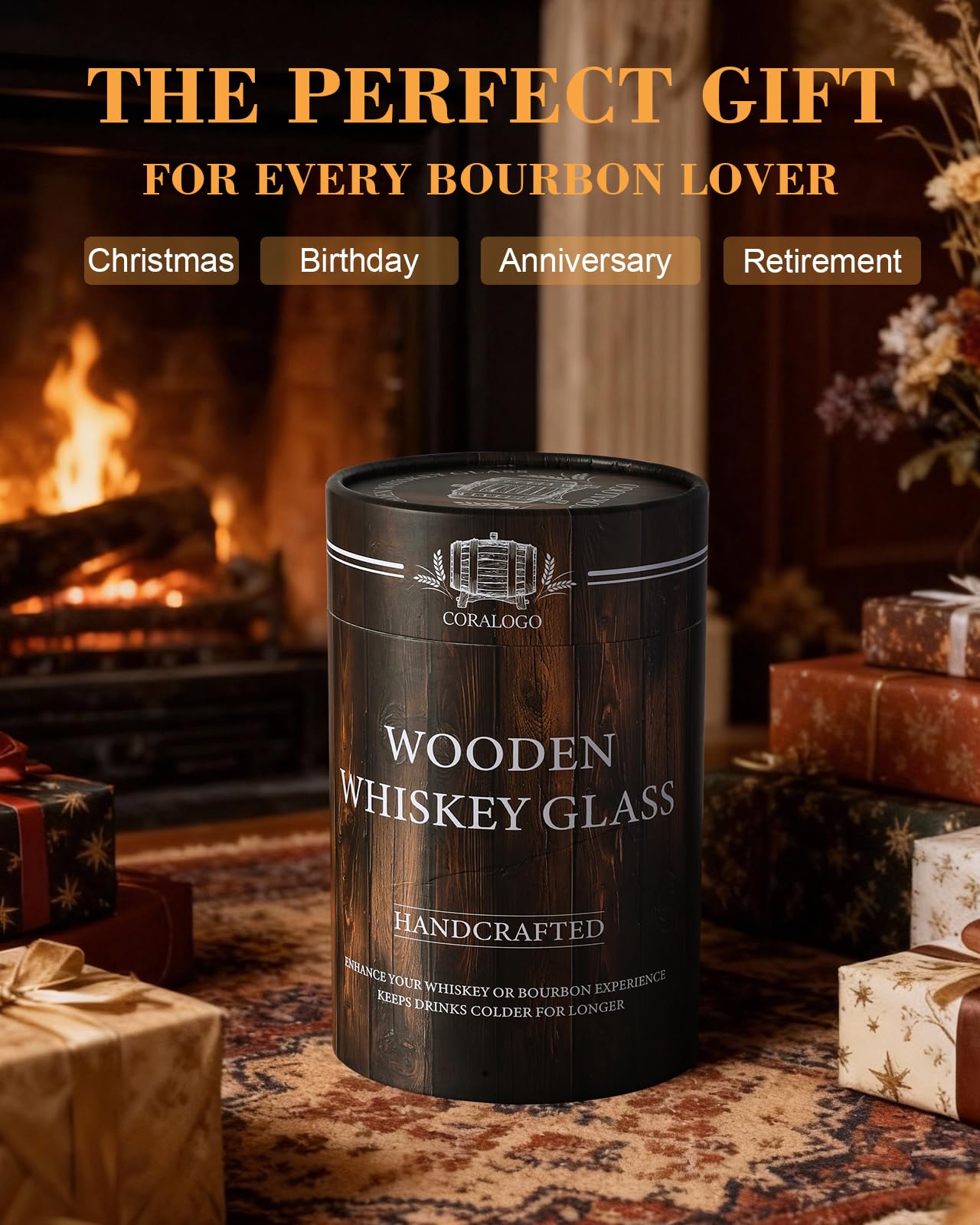 Coralogo vaso whisky madera duradero para uso diario