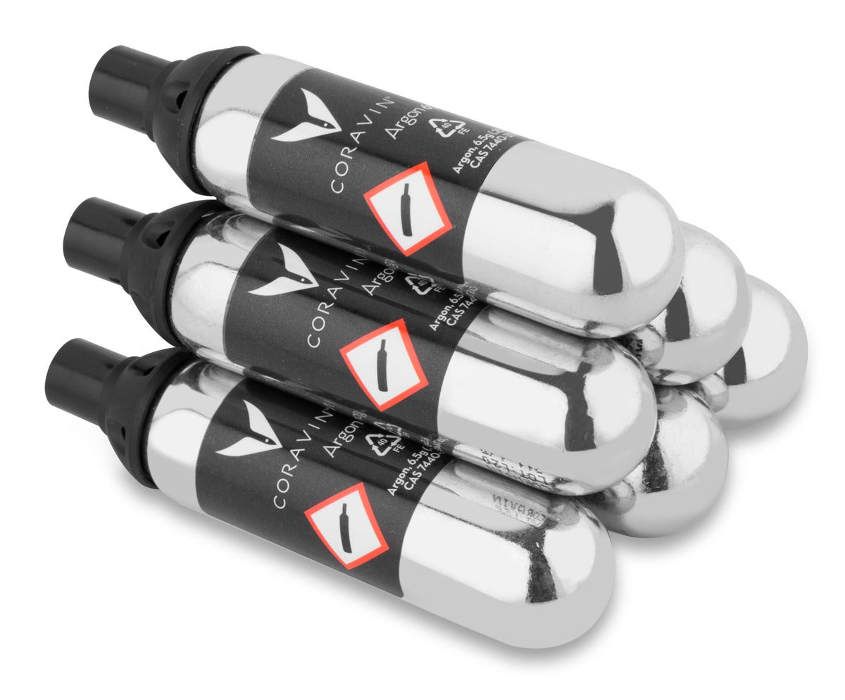 Cápsulas de argón puro CORAVIN en pack de 6 para preservar vinos.