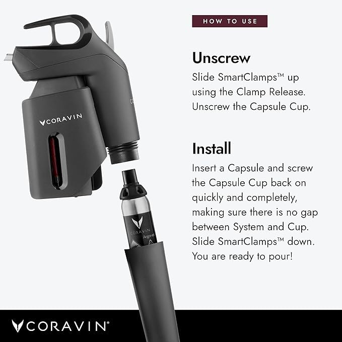 Detalle de cápsula Coravin Pure mostrando limpieza y pureza médica