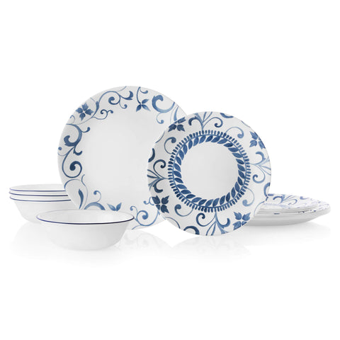 Corelle Artemis 12 piezas: platos de cena 26 cm, duraderos para uso diario