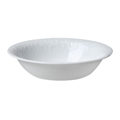 Corelle Bella Faenza cuenco frontal, ideal para sopa o cereal con relieve floral.