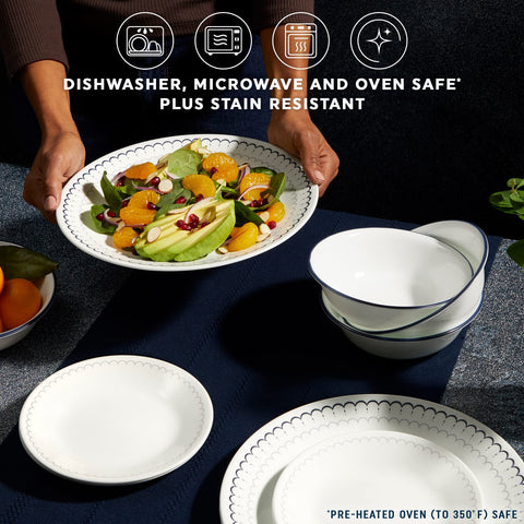 Corelle juego de 18 piezas para 6 comensales, almacenamiento compacto