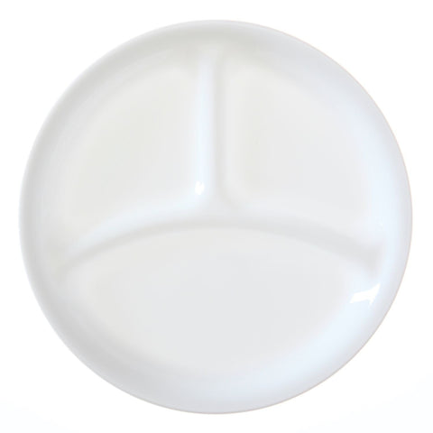 Corelle plato dividido 21,6 cm en Blanco Nieve Invernal, práctico para porciones.