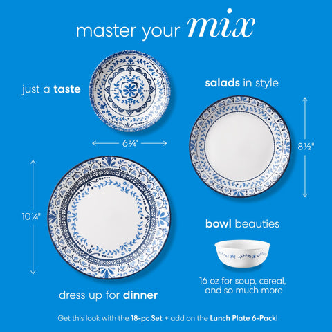 Corelle: limpieza fácil y uso diario, apto lavavajillas.