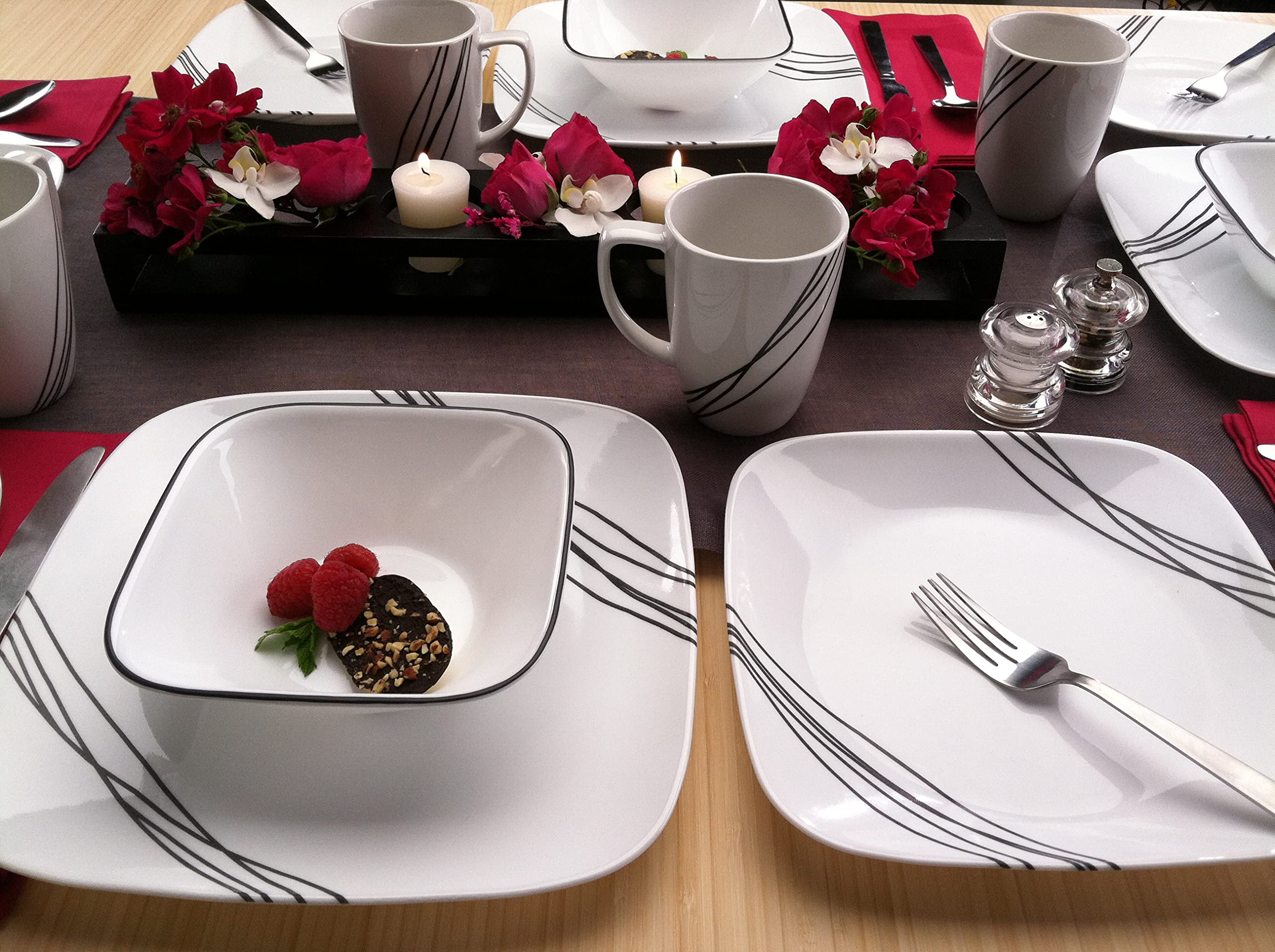 Corelle Simple Sketch juego de vajilla para cuatro personas