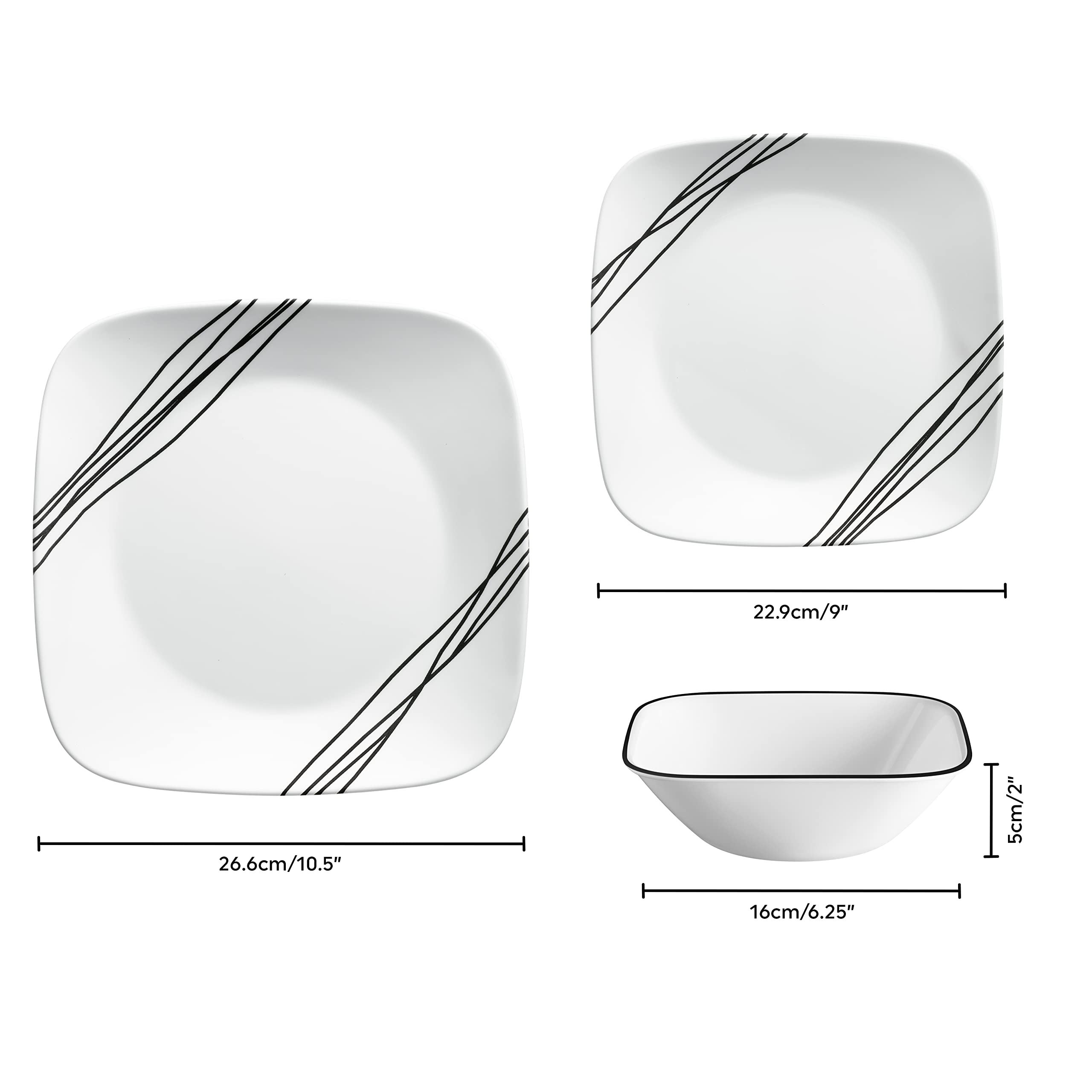 Corelle Simple Sketch plato de guarnición: compacto y ahorra espacio