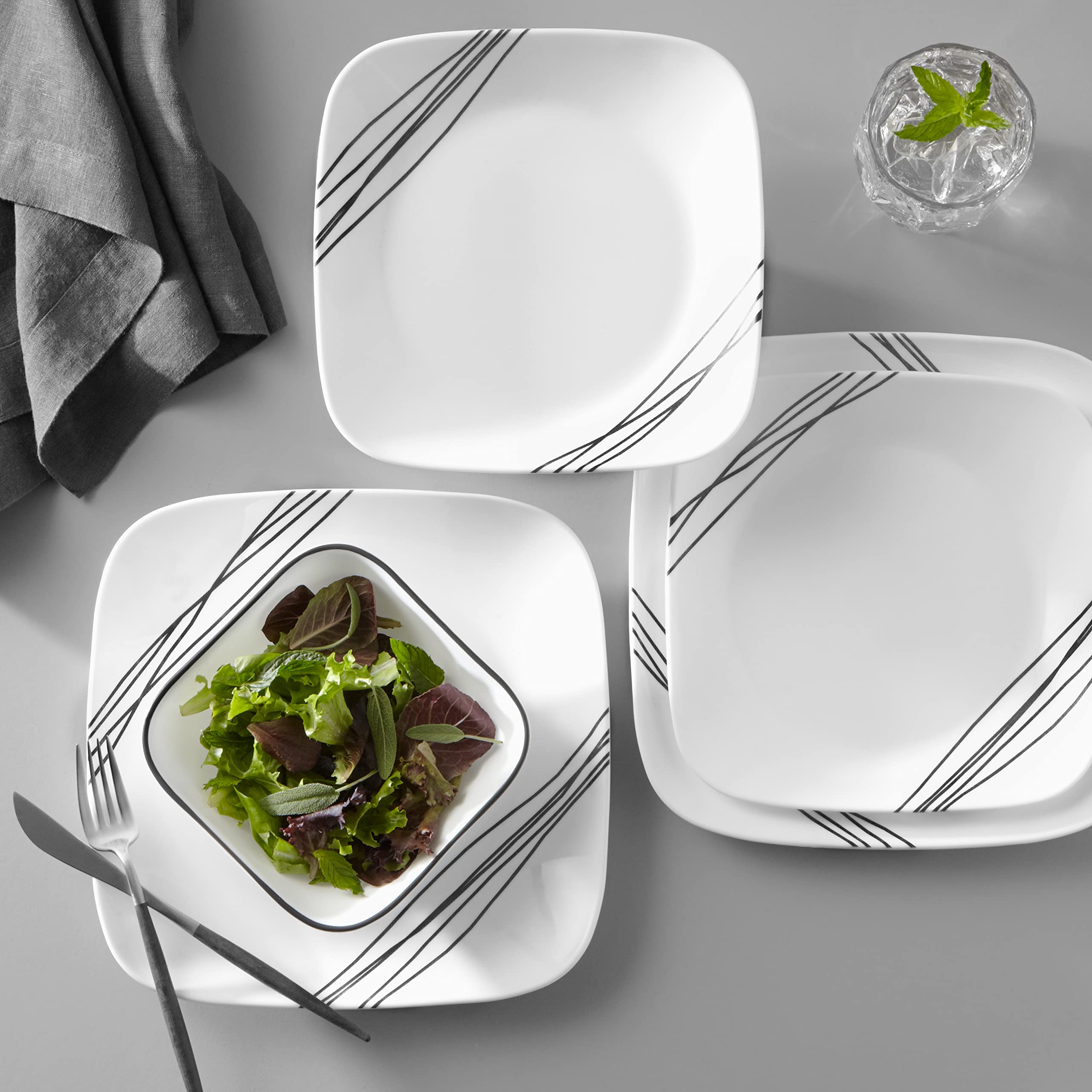 Corelle Simple Sketch sostenibilidad: hecho con vidrio reciclado y producción responsable