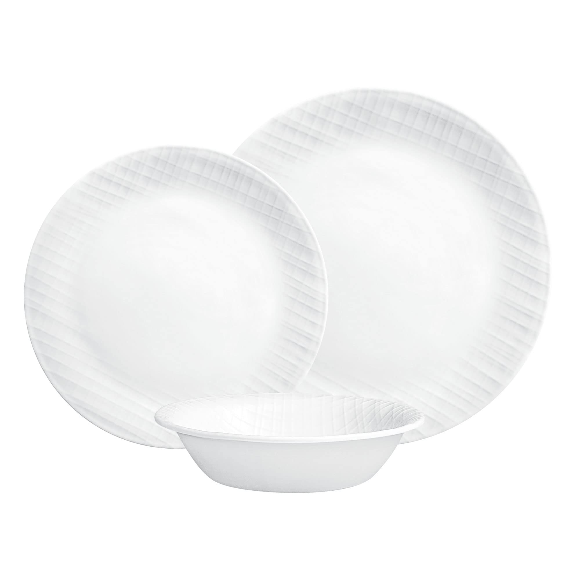 Corelle Tejido Lino Plato de Cena: ligero y duradero para comidas diarias.