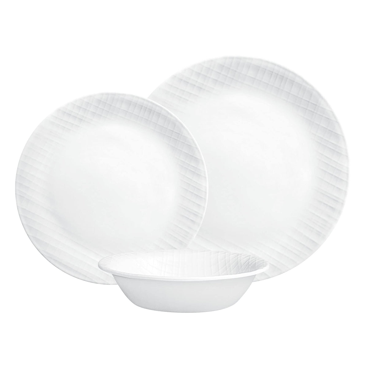 Corelle Tejido Lino Plato de Cena: ligero y duradero para comidas diarias.