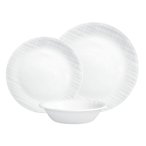Corelle Tejido Lino Plato de Cena: ligero y duradero para comidas diarias.