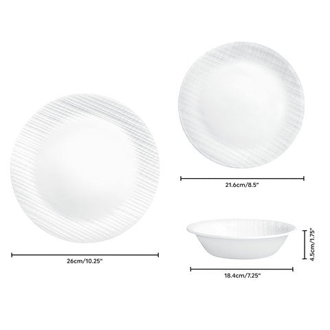 Corelle Tejido Lino Plato Secundario: compacto y apilable para la despensa.