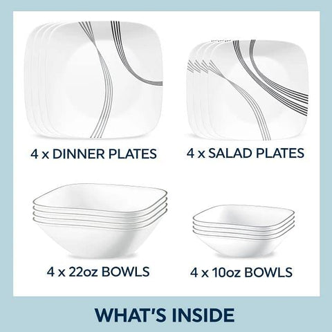 Corelle Urban Arc: juego compacto para almacenar, perfecto para espacios pequeños