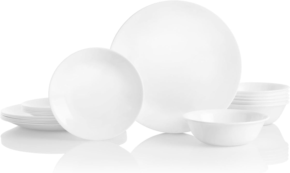 Corelle Vitrelle, juego de 18 piezas para mesa, ideal para comidas diarias y reuniones.
