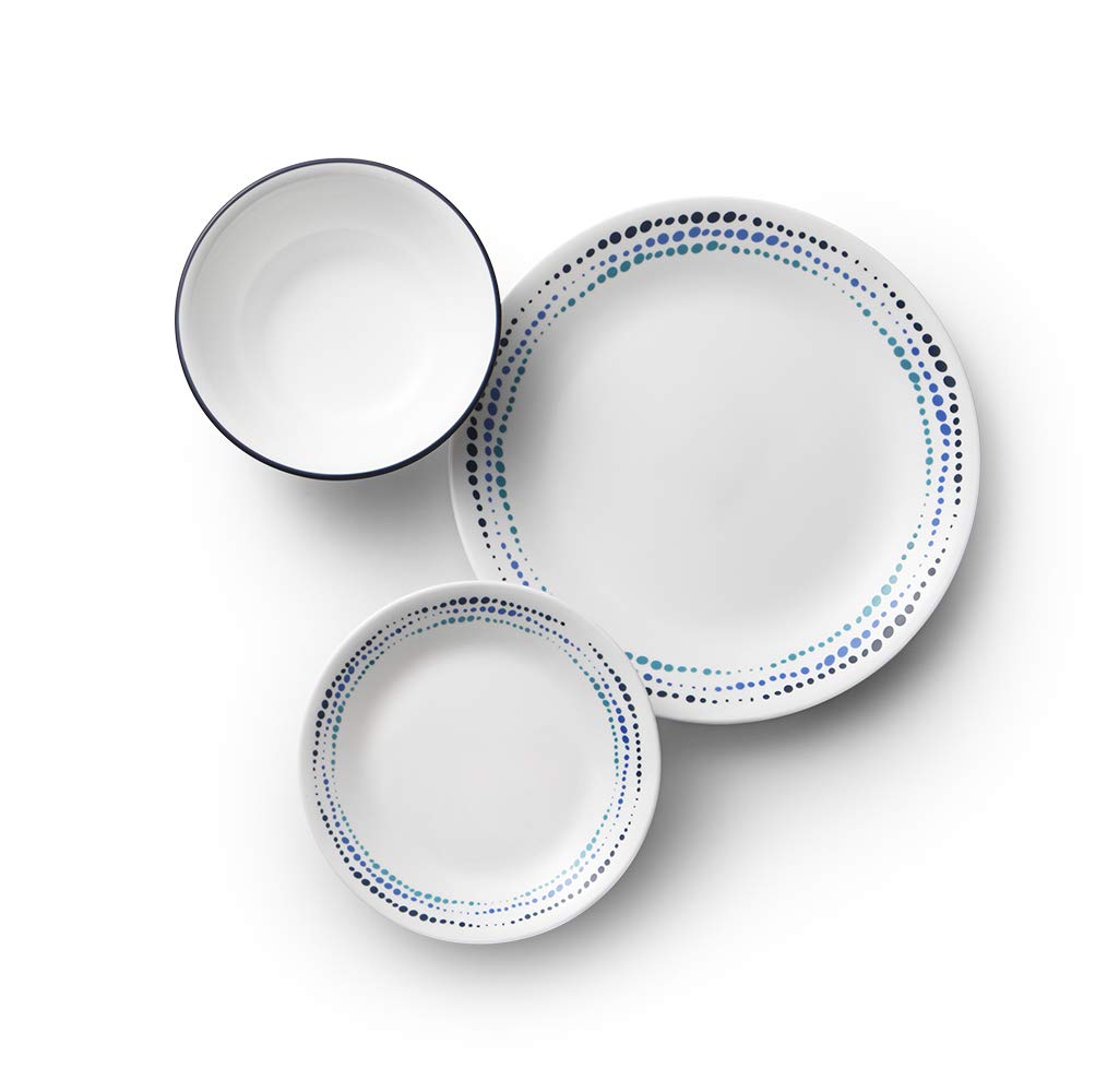 Corelle Vitrelle 18 piezas: platos de aperitivo para apilado compacto y manejo cómodo.