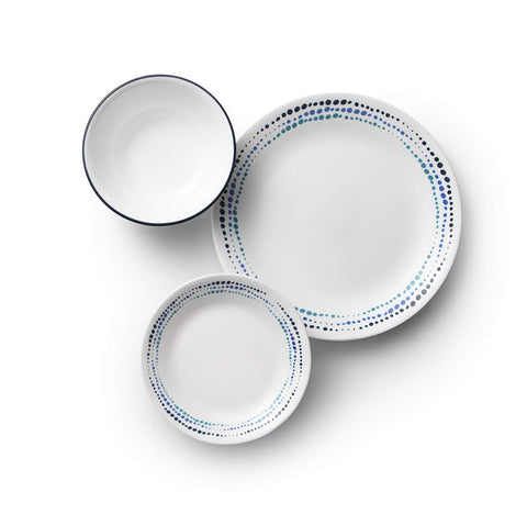 Corelle Vitrelle 18 piezas: platos de aperitivo para apilado compacto y manejo cómodo.
