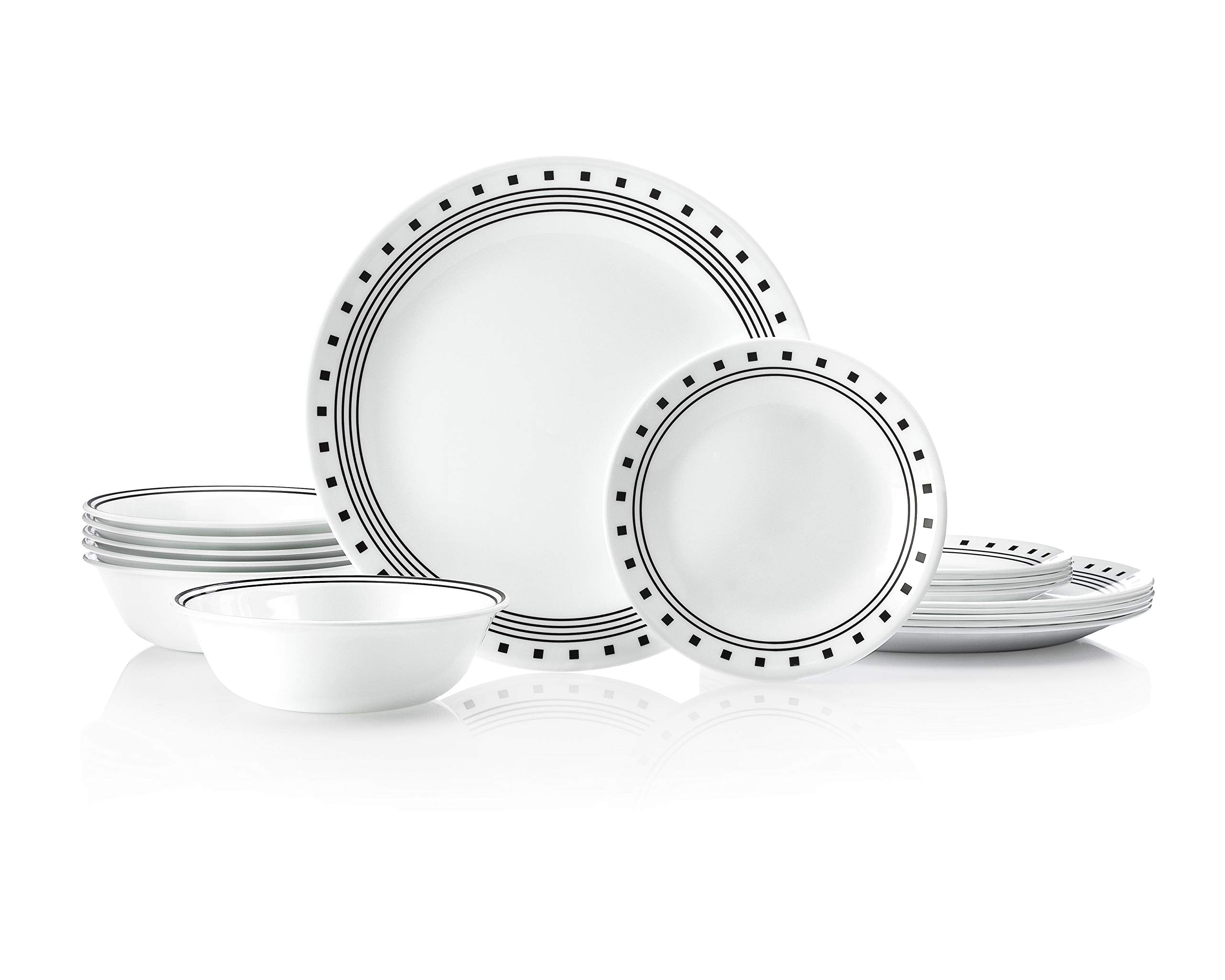 Corelle Vitrelle 18 piezas: platos de cena ligeros y duraderos para uso diario.