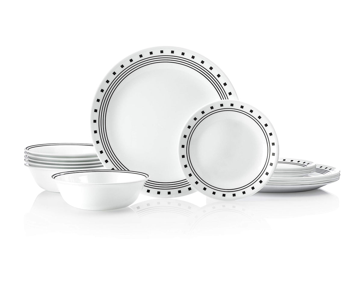 Corelle Vitrelle 18 piezas: platos de cena ligeros y duraderos para uso diario.