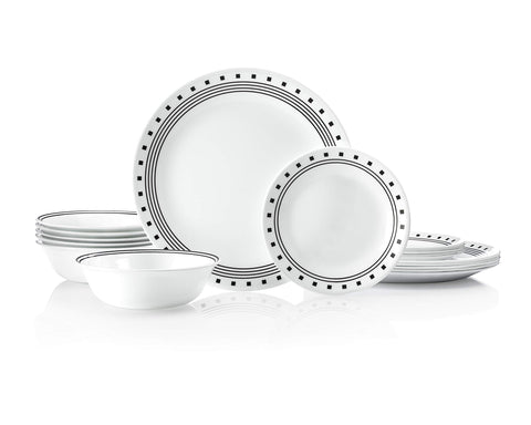Corelle Vitrelle 18 piezas: platos de cena ligeros y duraderos para uso diario.