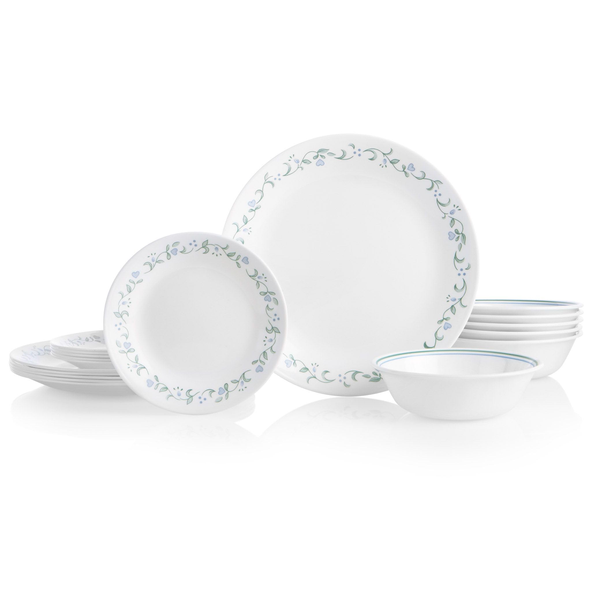 Corelle Vitrelle, conjunto de 18 piezas para 6 platos, duradero y fácil de limpiar.