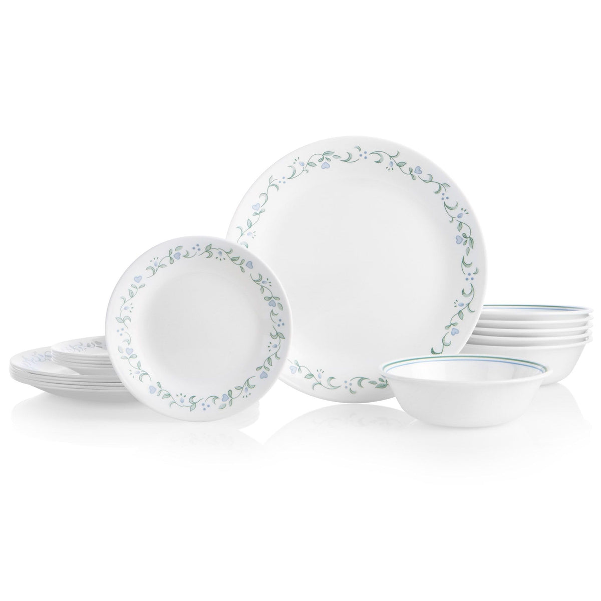 Corelle Vitrelle, conjunto de 18 piezas para 6 platos, duradero y fácil de limpiar.