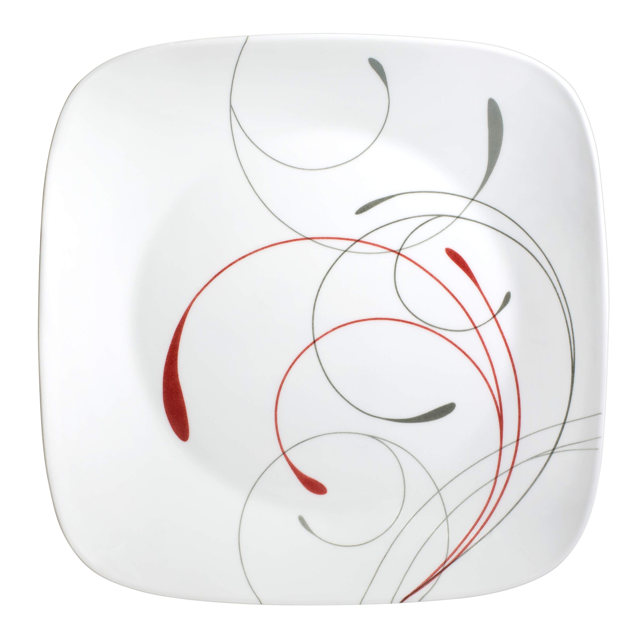 Corelle Vitrelle, detalle cromático gris y rojo: añade estilo sutil a la mesa.