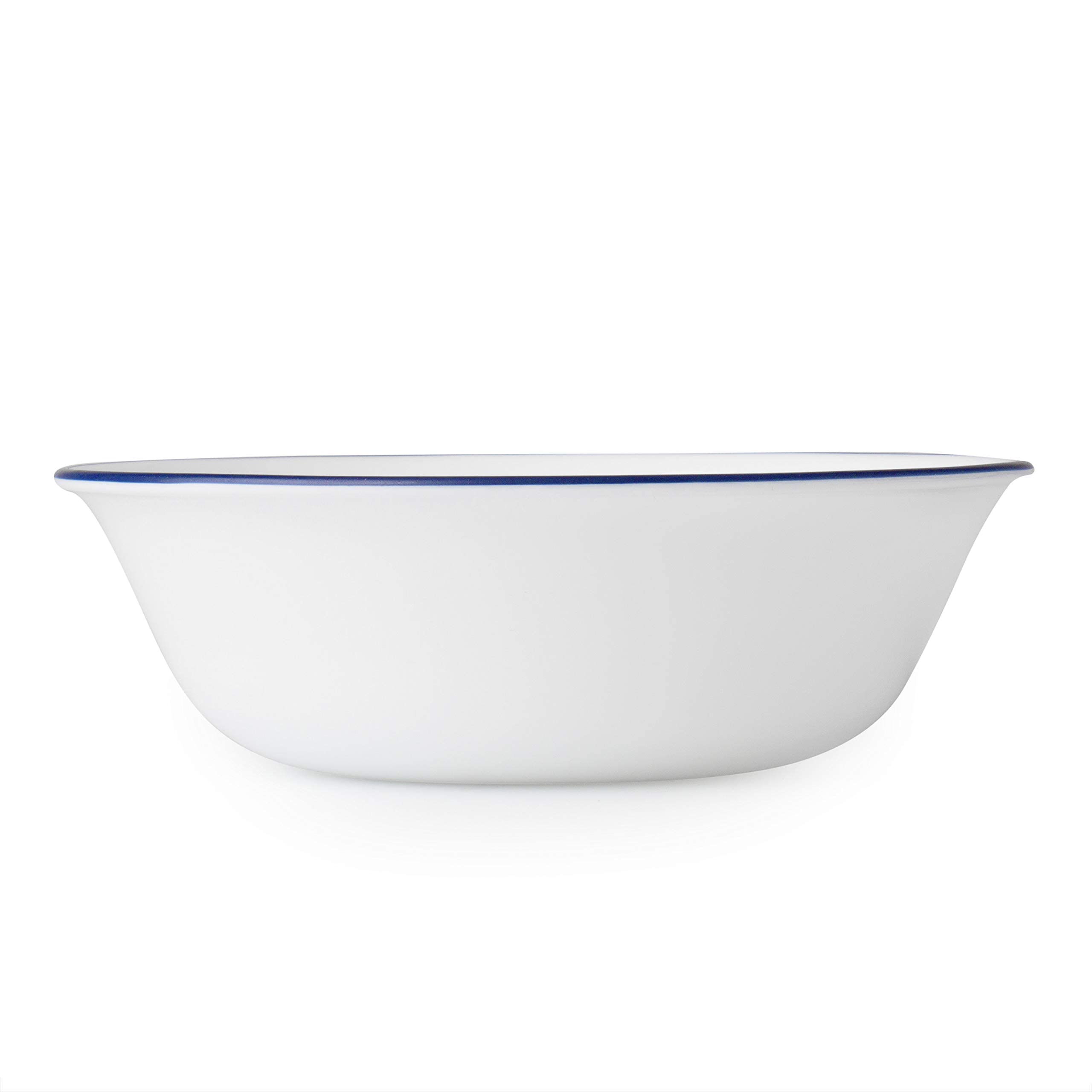 Corelle Vitrelle, diseño índigo moteado, añade estilo sobrio a la mesa.