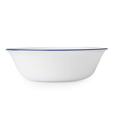 Corelle Vitrelle, diseño índigo moteado, añade estilo sobrio a la mesa.