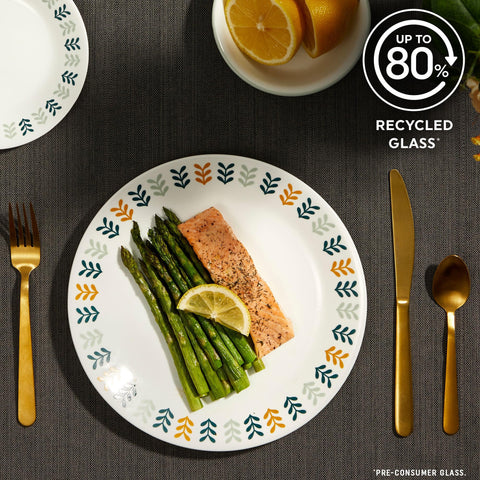 Diseño minimalista y claro de Corelle Vitrelle, combina con cualquier mesa.