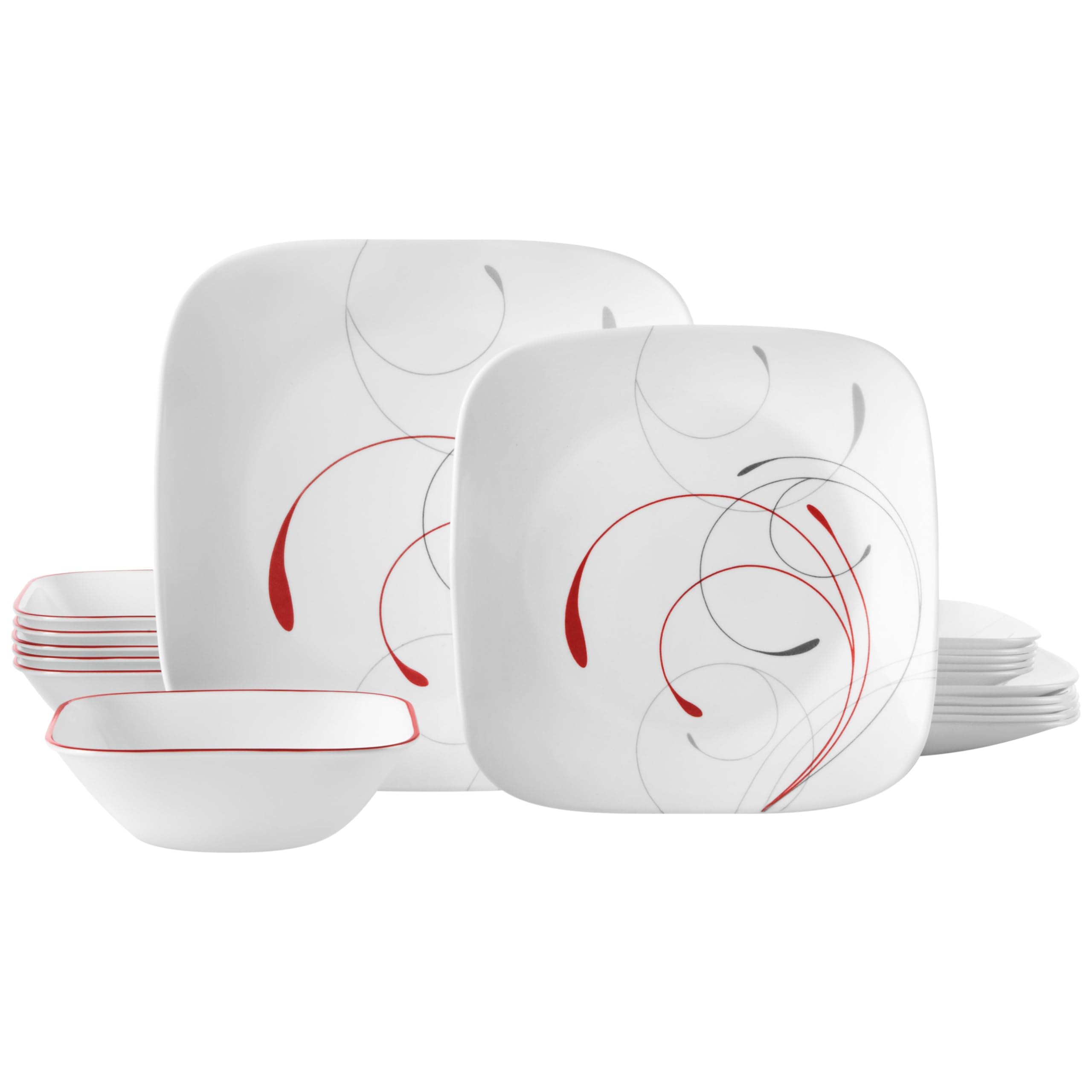 Corelle Vitrelle, platos de cena cuadrados: ligeros y duraderos para uso diario.