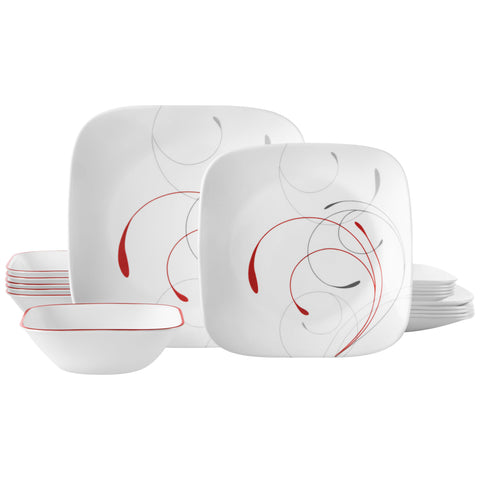 Corelle Vitrelle, platos de cena cuadrados: ligeros y duraderos para uso diario.
