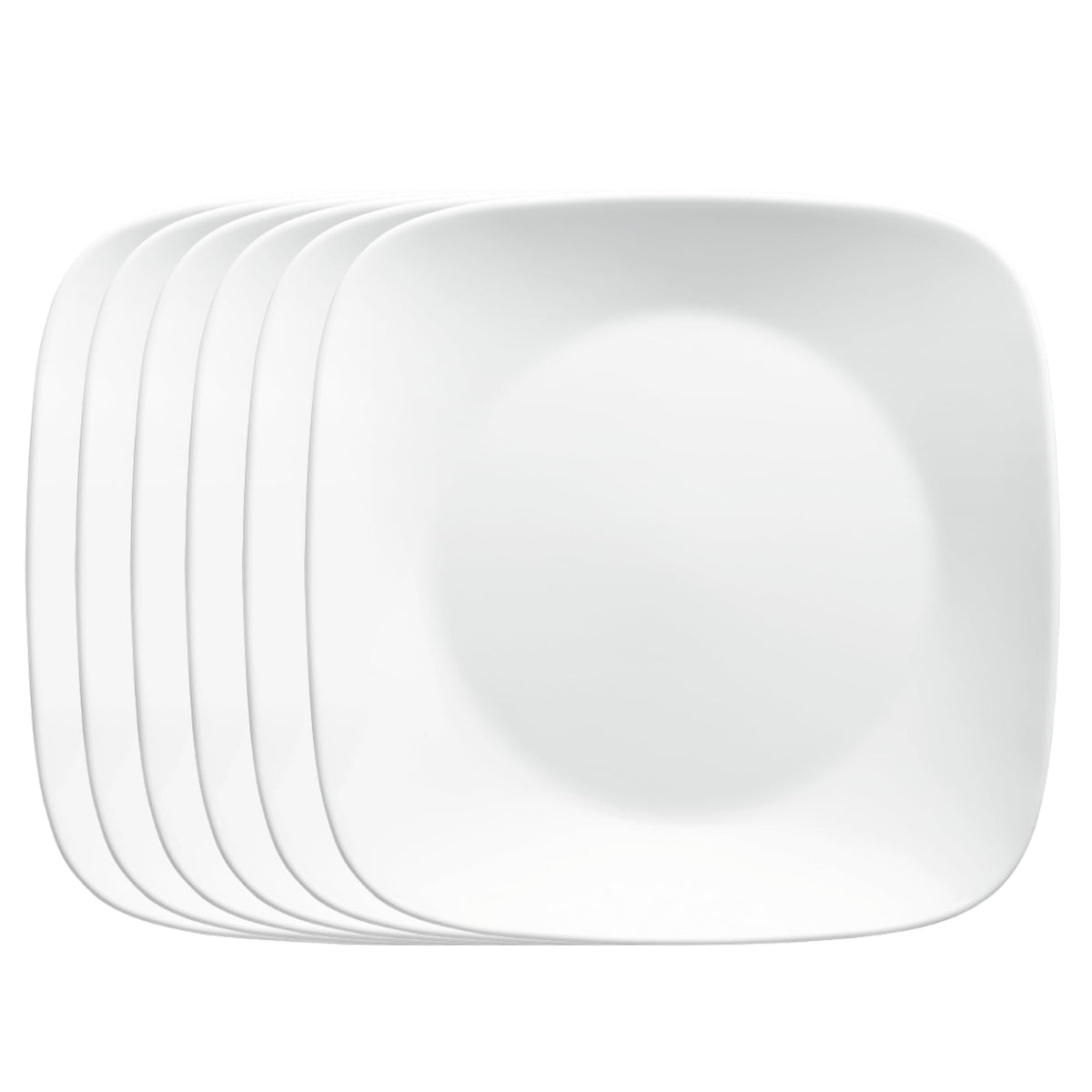 Corelle Vitrelle platos cuadrados 9 pulgadas blancos, 6 unidades, ligero y resistente para almuerzos y cenas
