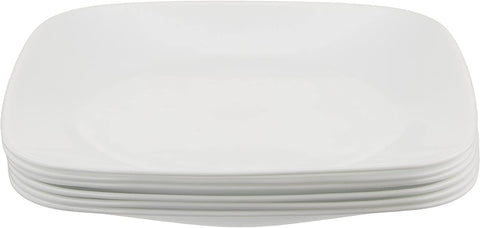 Corelle Vitrelle plato cuadrado blanco con acabado limpio, ideal para apilar y ahorrar espacio