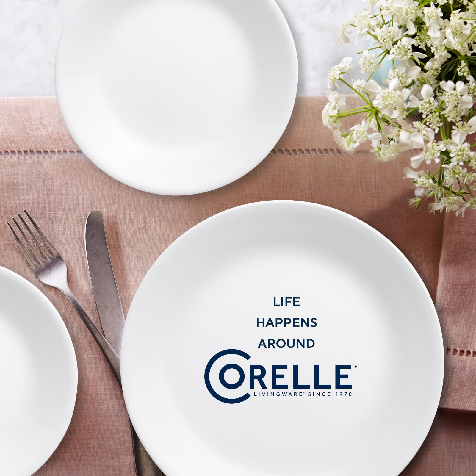 Corelle Vitrelle tazones sopa-cereal blancos, ligeros y fáciles de limpiar.