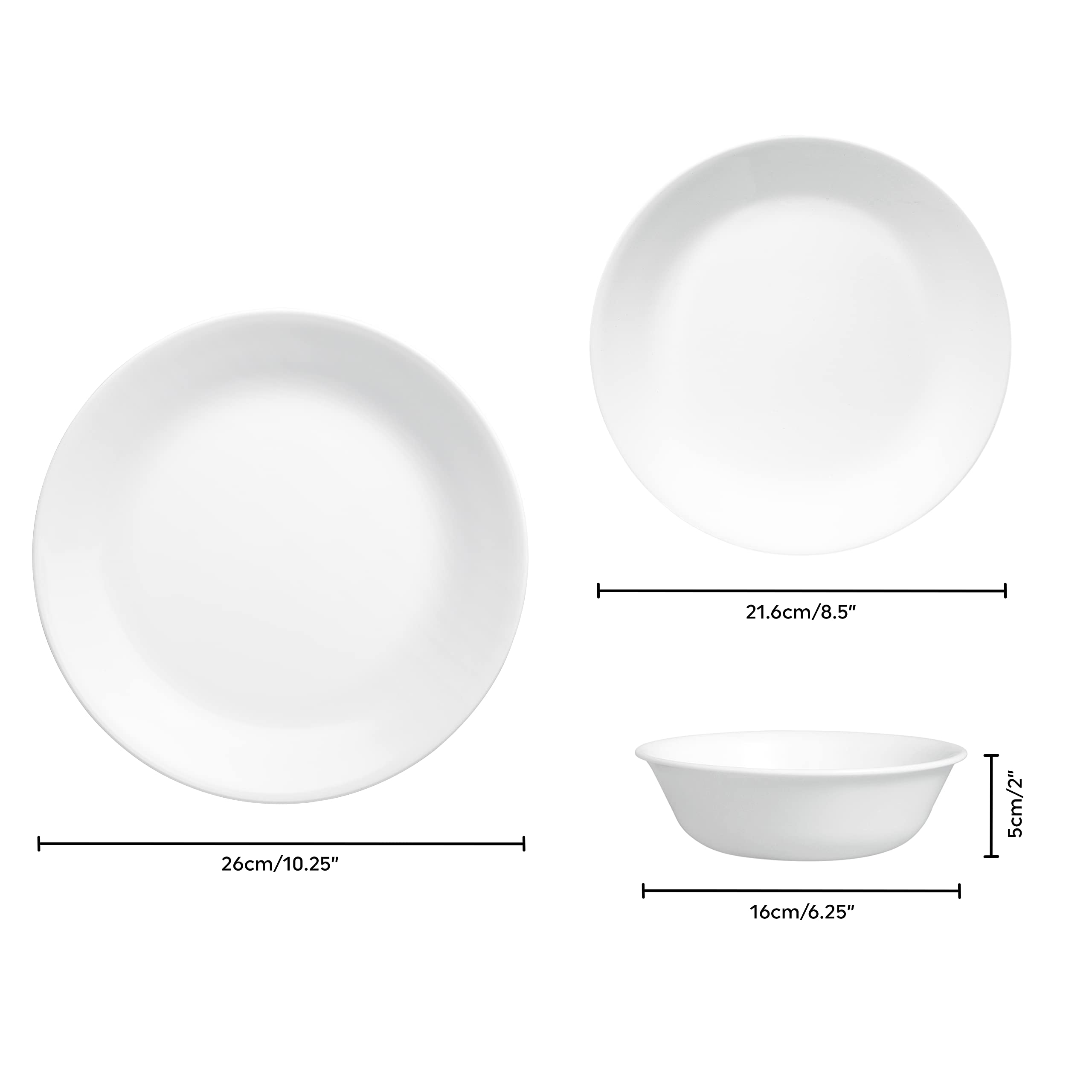 Corelle Vitrelle Winter Frost White, plato secundario de 21-6 cm, perfecto para acompañar.