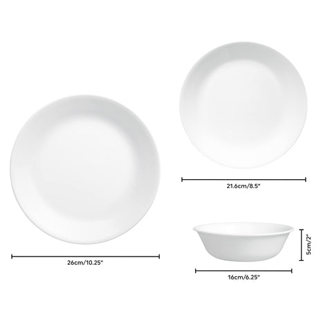 Corelle Vitrelle Winter Frost White, plato secundario de 21-6 cm, perfecto para acompañar.