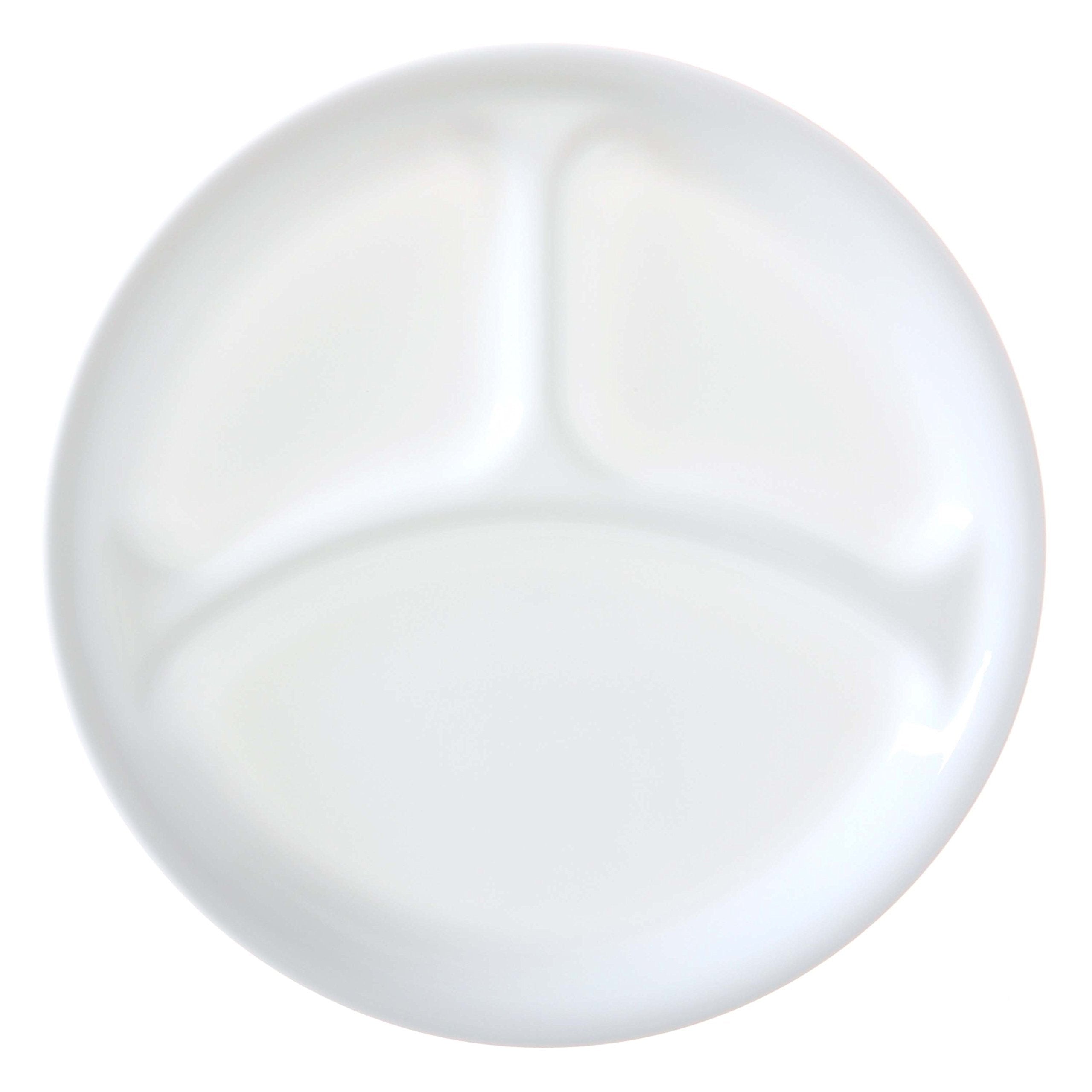 Corelle Winter Frost, plato dividido de 21,6 cm para porciones separadas y servicio diario.