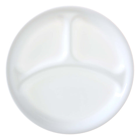 Corelle Winter Frost, plato dividido de 21,6 cm para porciones separadas y servicio diario.